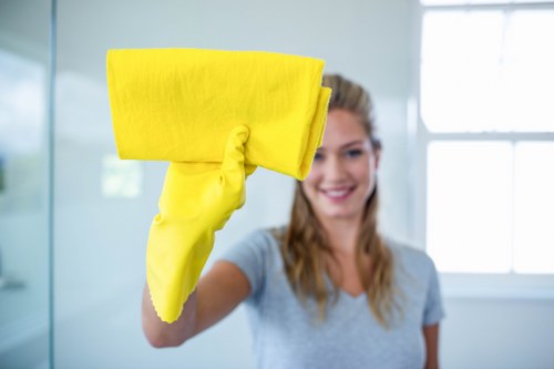 Local Watford cleaners preparing an office space for work